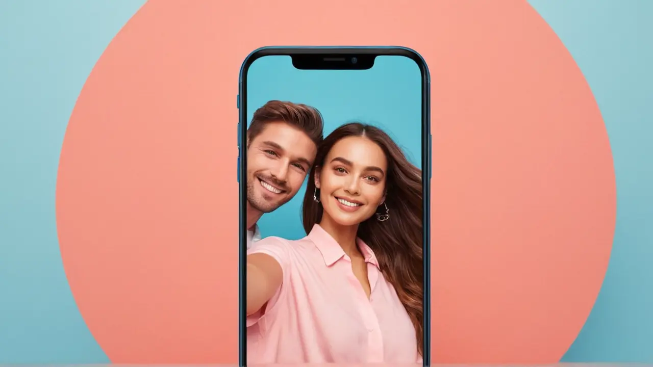 Smartphone minimalista con doble cámara selfie