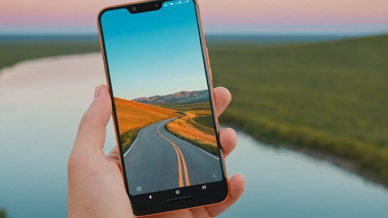 Ilustración vectorial de móvil en mano