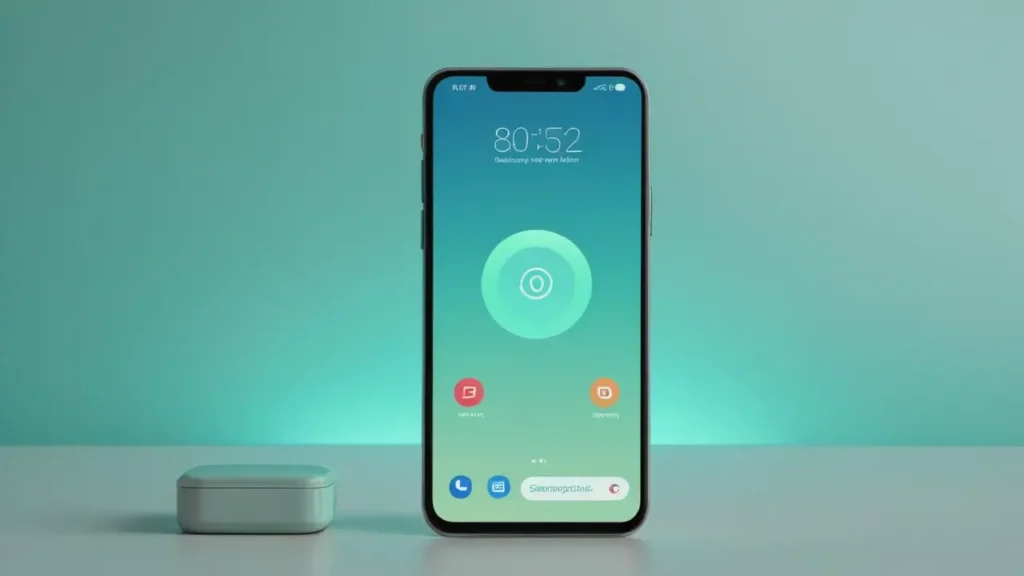 Smartphone estilizado con sus principales características
