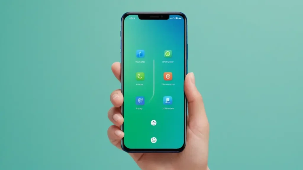 Gráfico moderno de un smartphone y funciones
