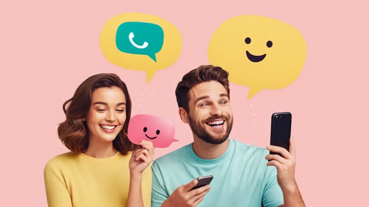 Ilustración vectorial moderna de pareja chateando