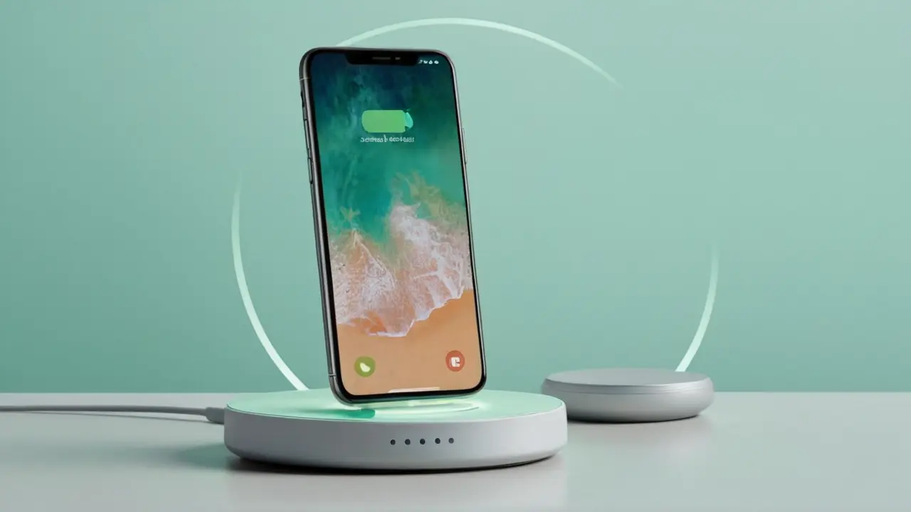 Diseño vectorial de smartphone con carga inalámbrica