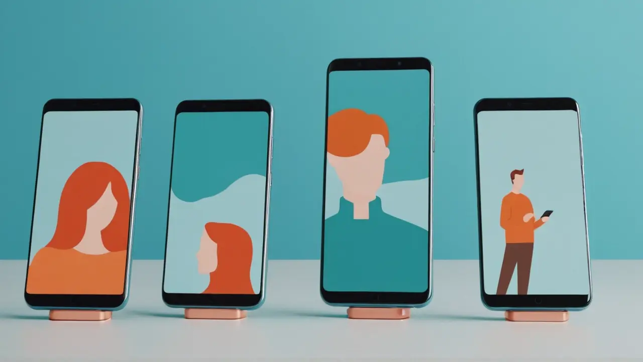 Persona comparando smartphones modernos y minimalistas