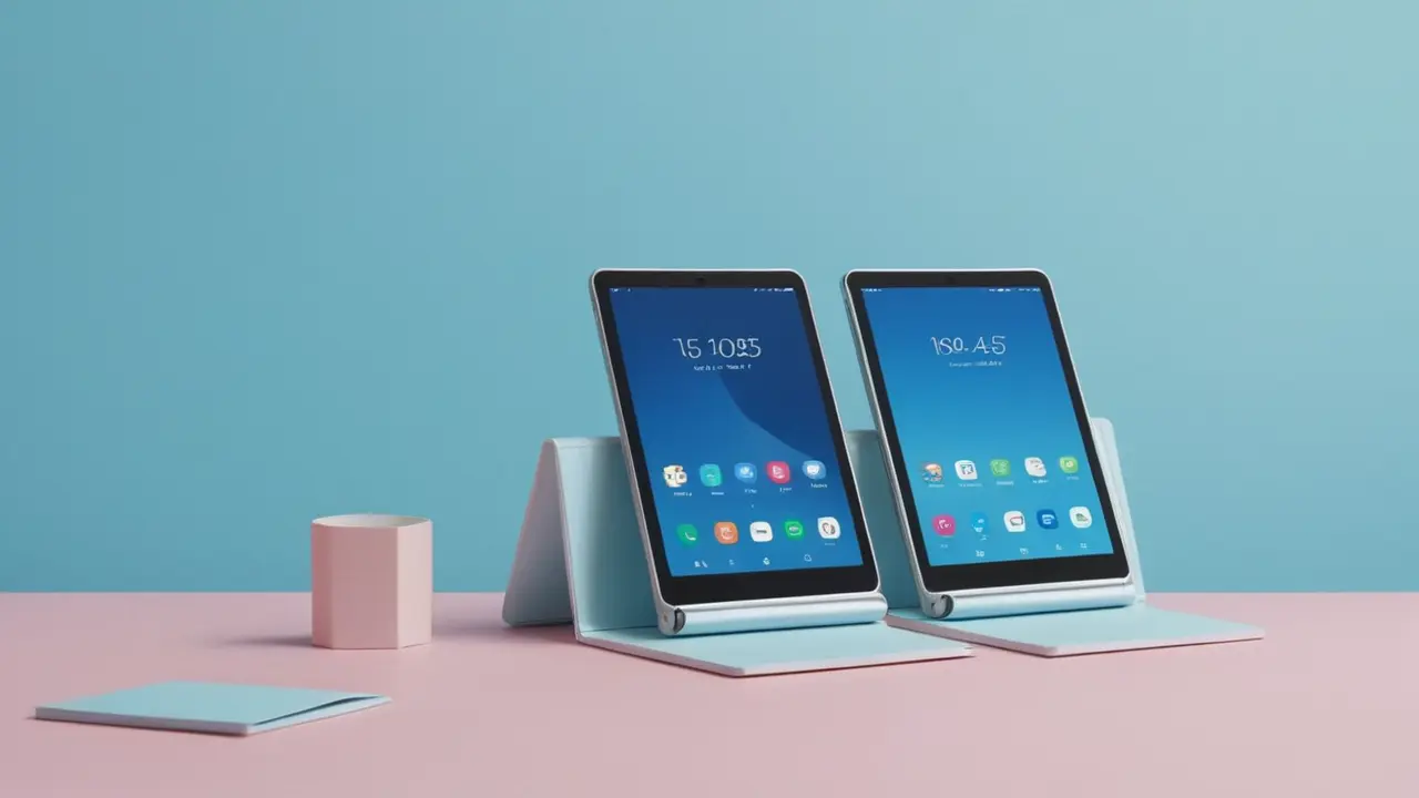 Dos smartphones plegables con diseño futurista