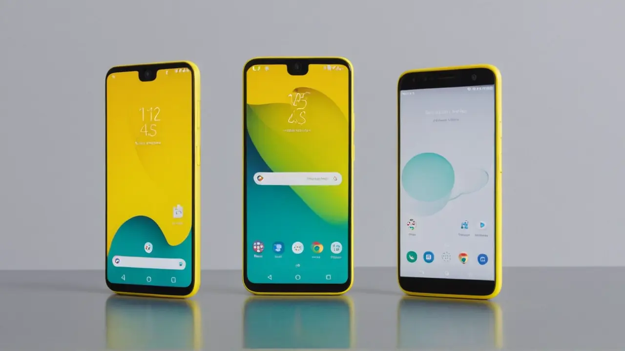 Logo de Android 14 con dos teléfonos