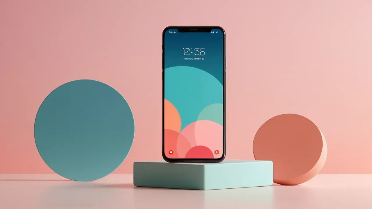 Presentación minimalista de un smartphone moderno