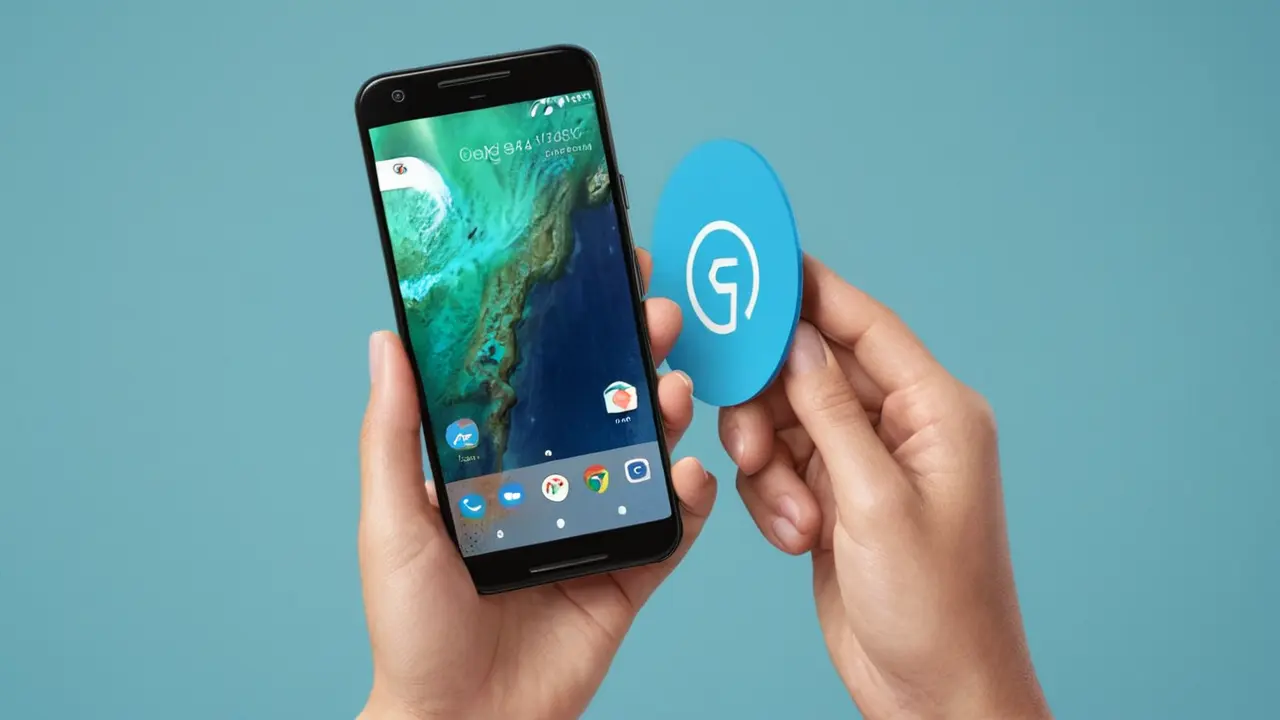 Mano con móvil usando tecnología NFC