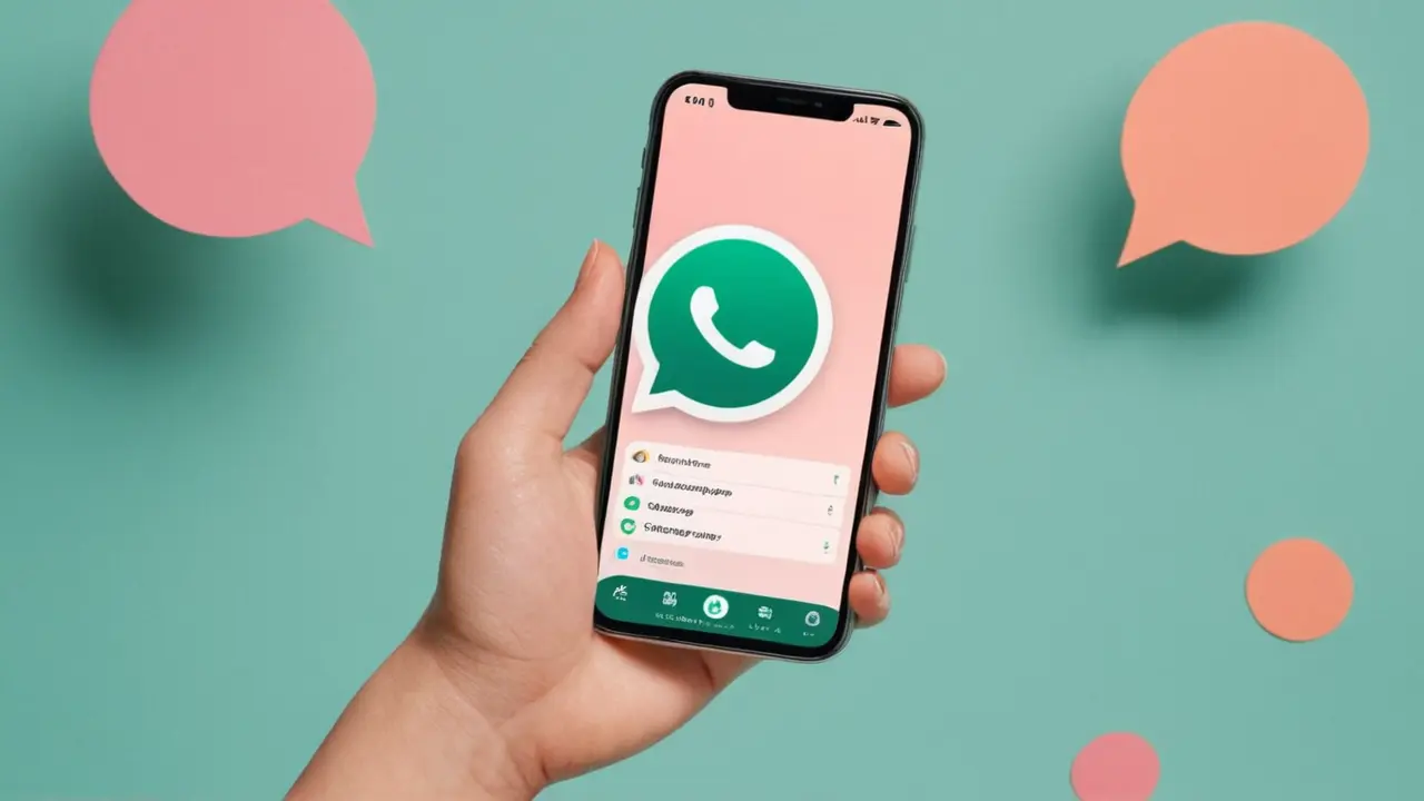 Móvil estilizado con chat de organización