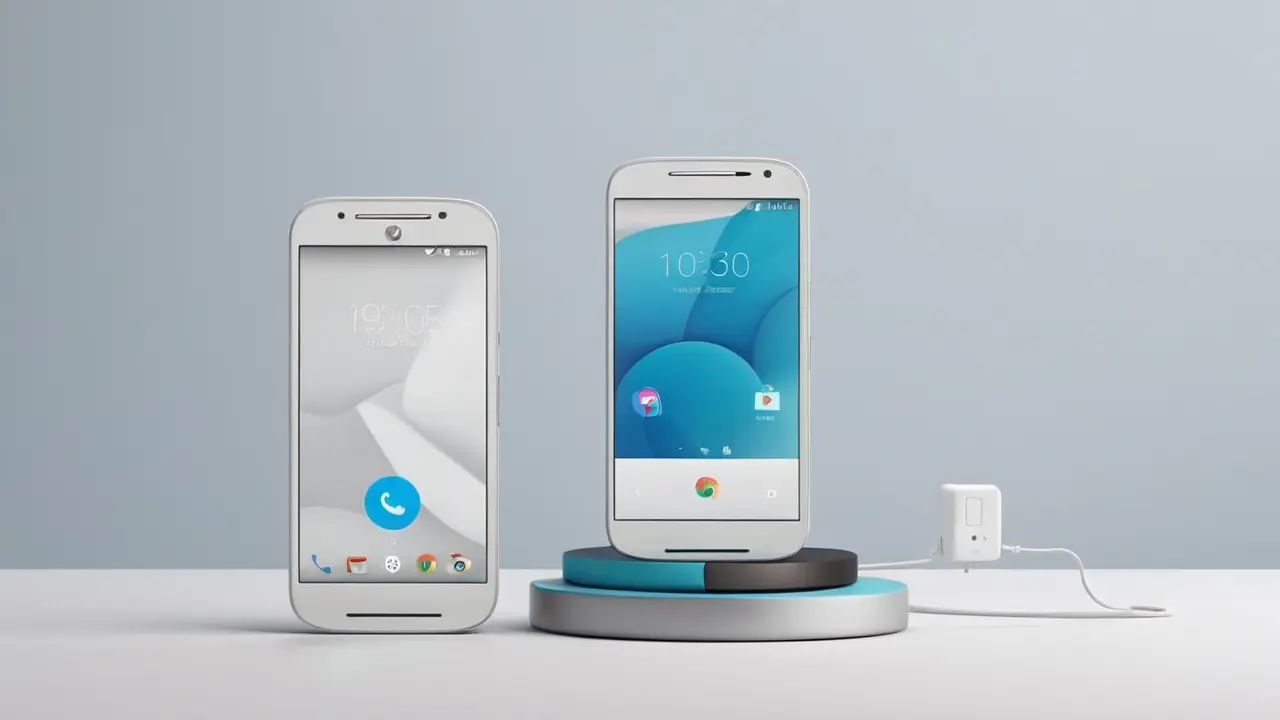 Ilustración corporativa de dos smartphones Moto