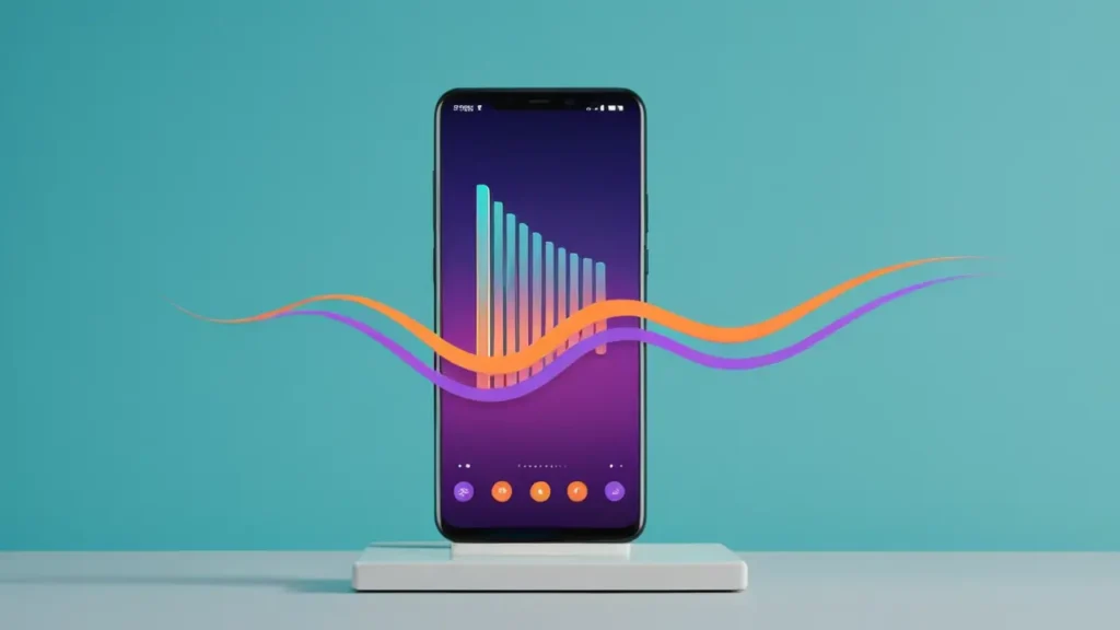 Ilustración moderna de un móvil con audio