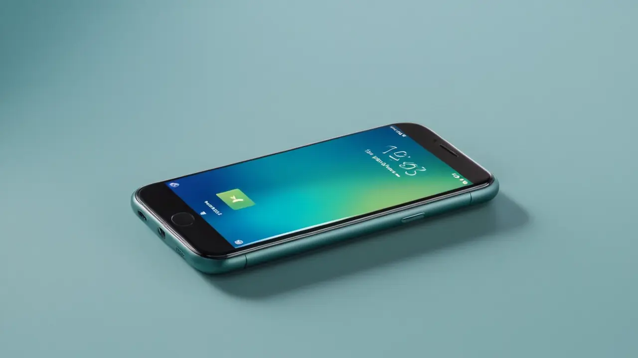 Smartphone con iconos de batería, chip y conexión