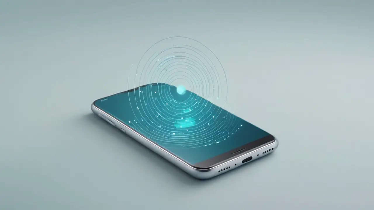 Ilustración de móvil con sonido y conectividad