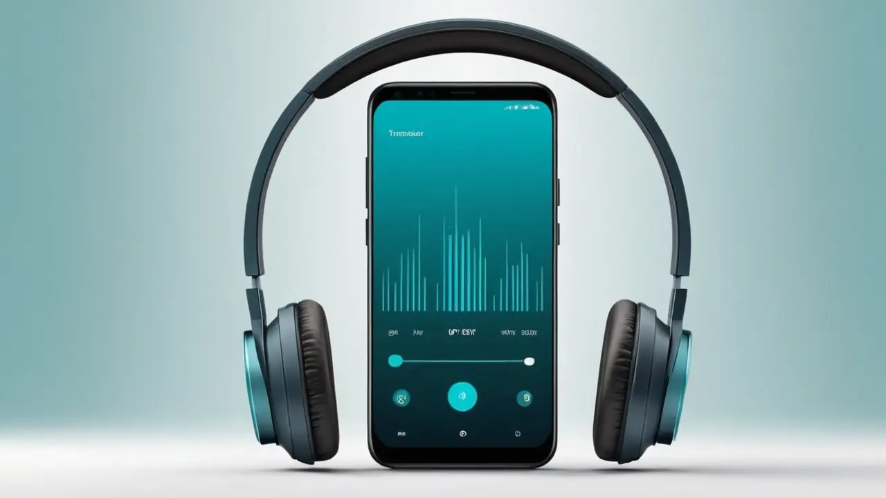 Ilustración vectorial de una app de audio