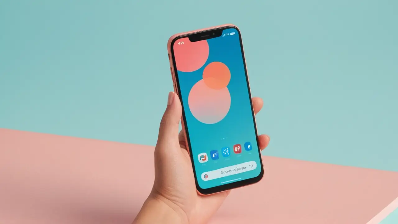 Mano con móvil de diseño limpio