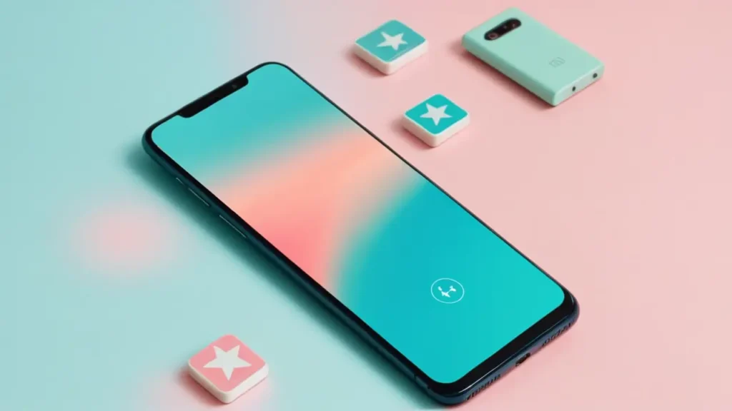Ilustración minimalista de un smartphone con íconos