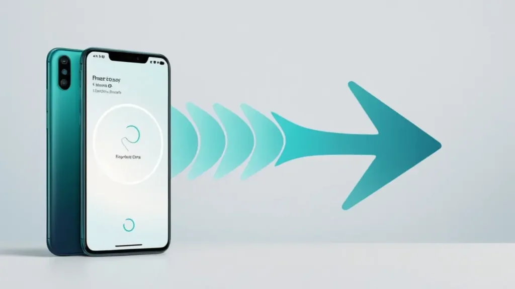 Mano interactuando con un smartphone vectorial
