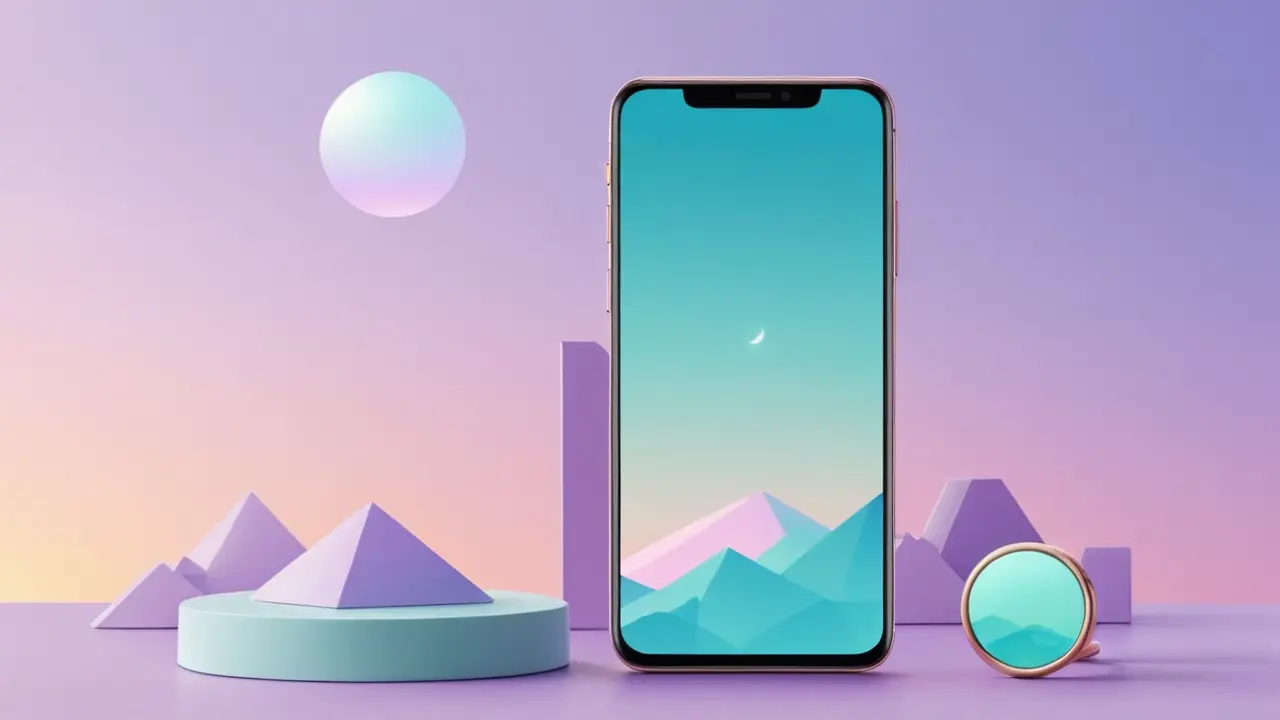 Ilustración minimalista de smartphone con cámara IA