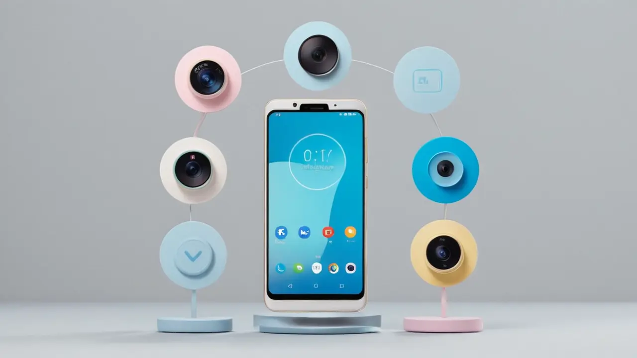 Diseño tecnológico de un smartphone y sus iconos