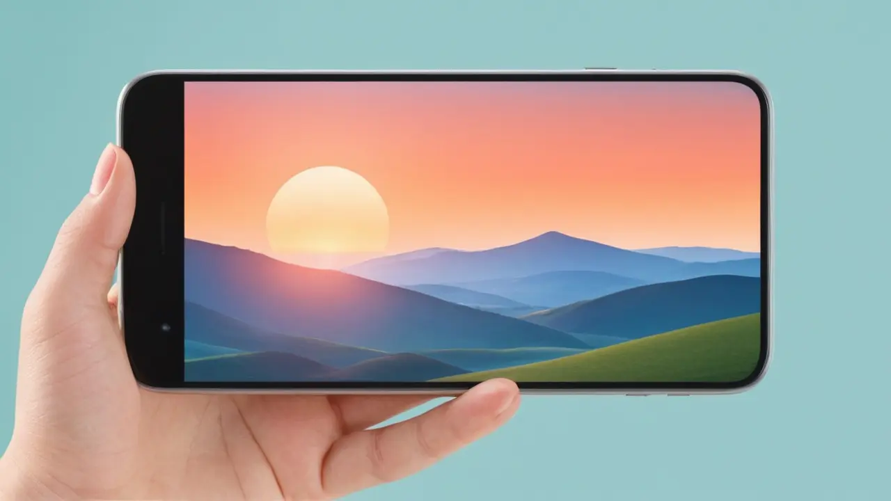 Mano vectorial fotografiando un paisaje con móvil