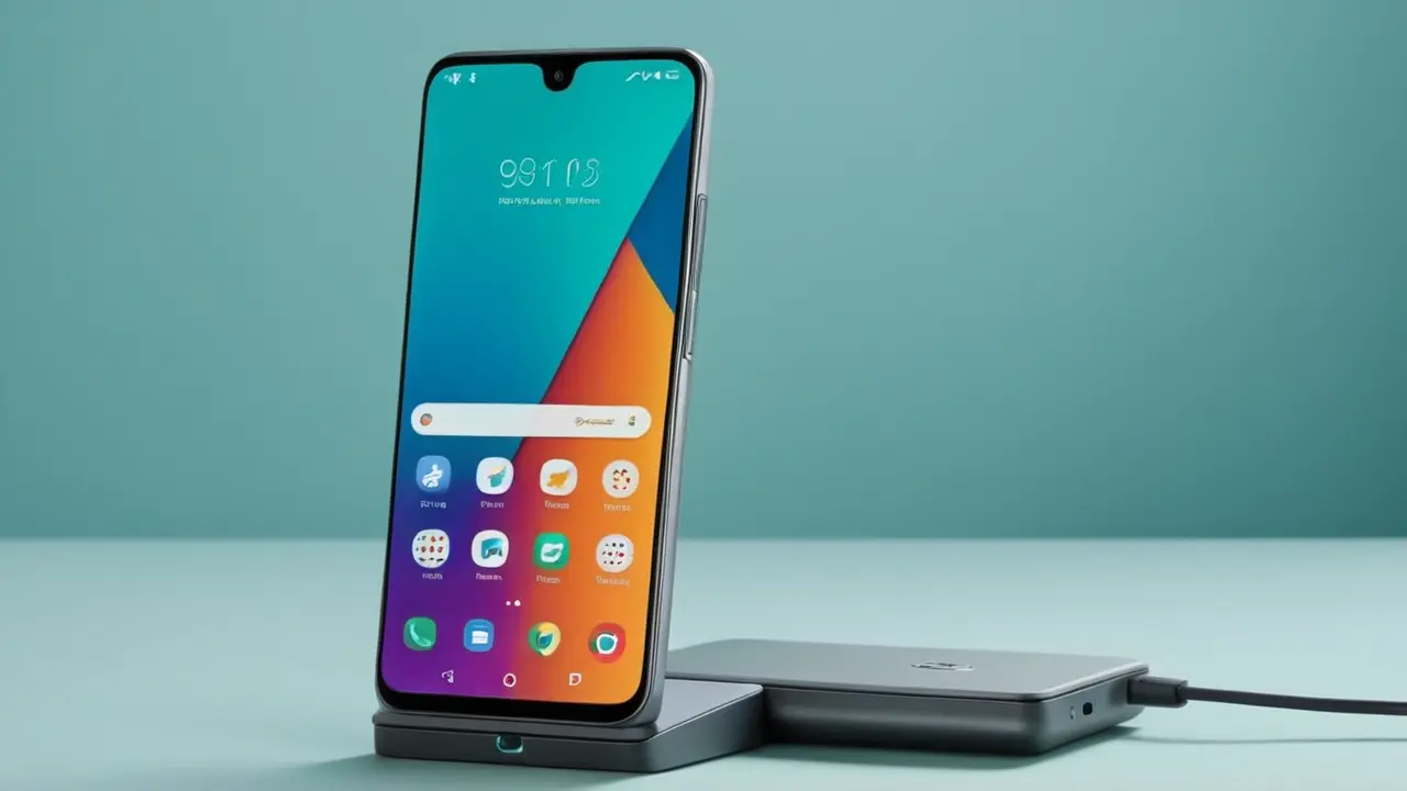 Móvil plegable cargando con diseño tecnológico