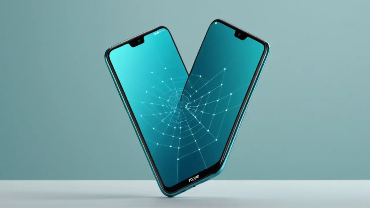 Ilustración tecnológica de un smartphone plegable