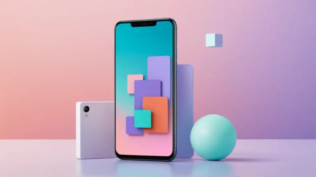 Ilustración tecnológica de smartphone con inteligencia artificial