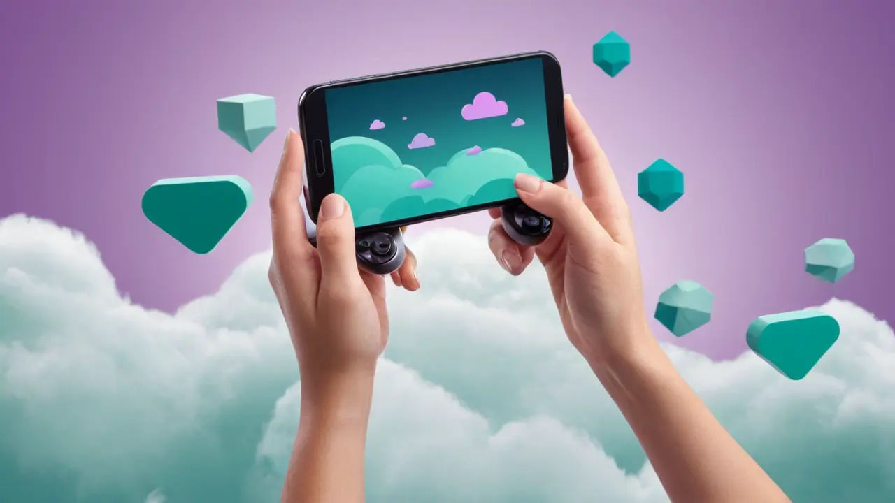 Ilustración de juego en la nube móvil