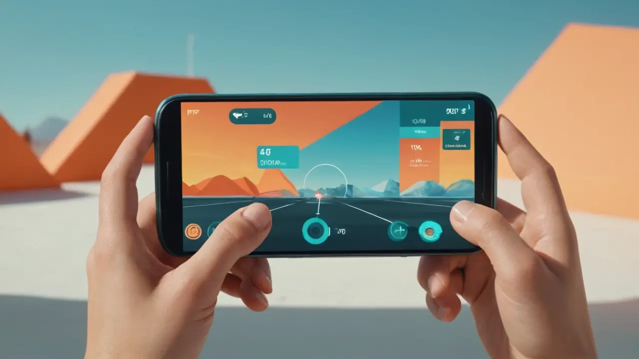 Móvil minimalista con un juego de disparos