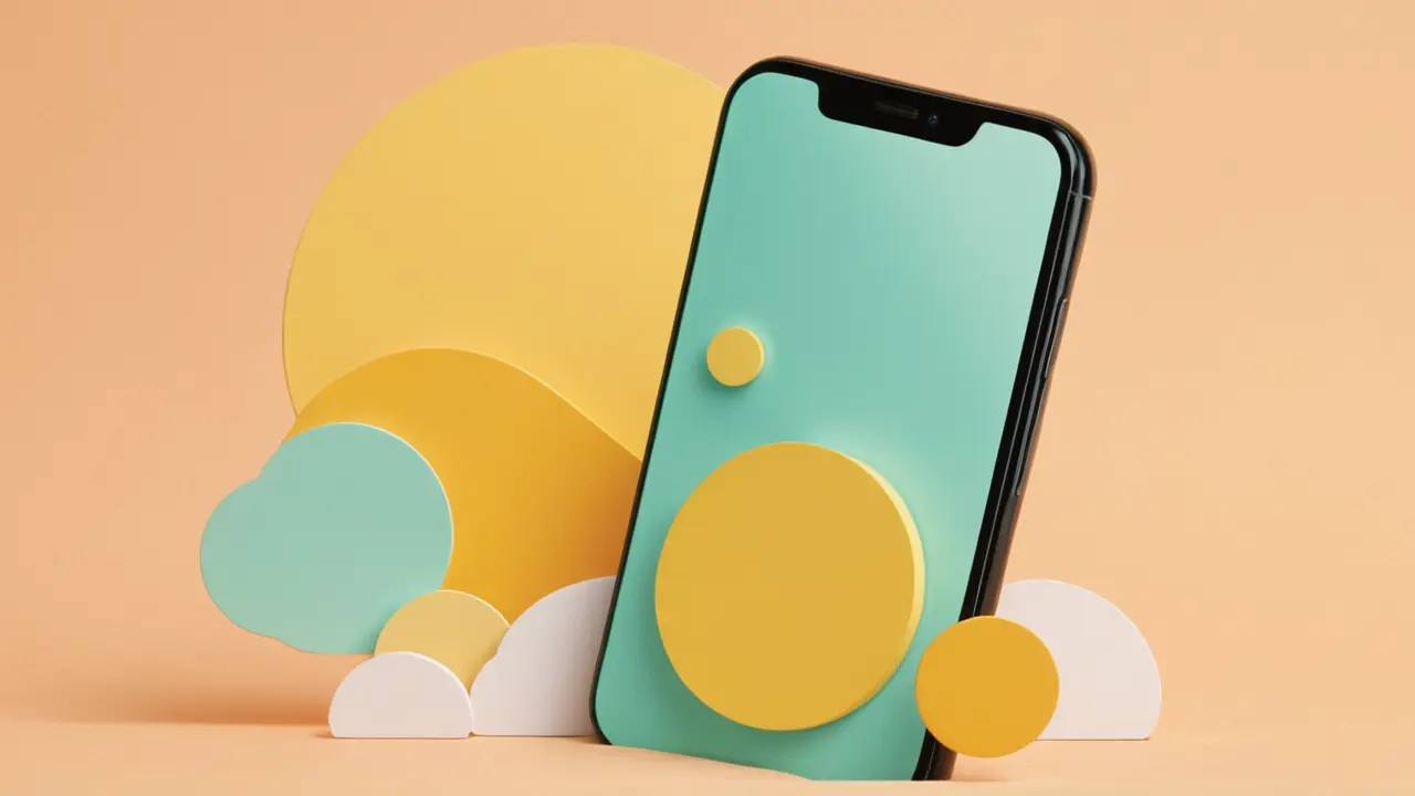 Ilustración minimalista de smartphone con iconos