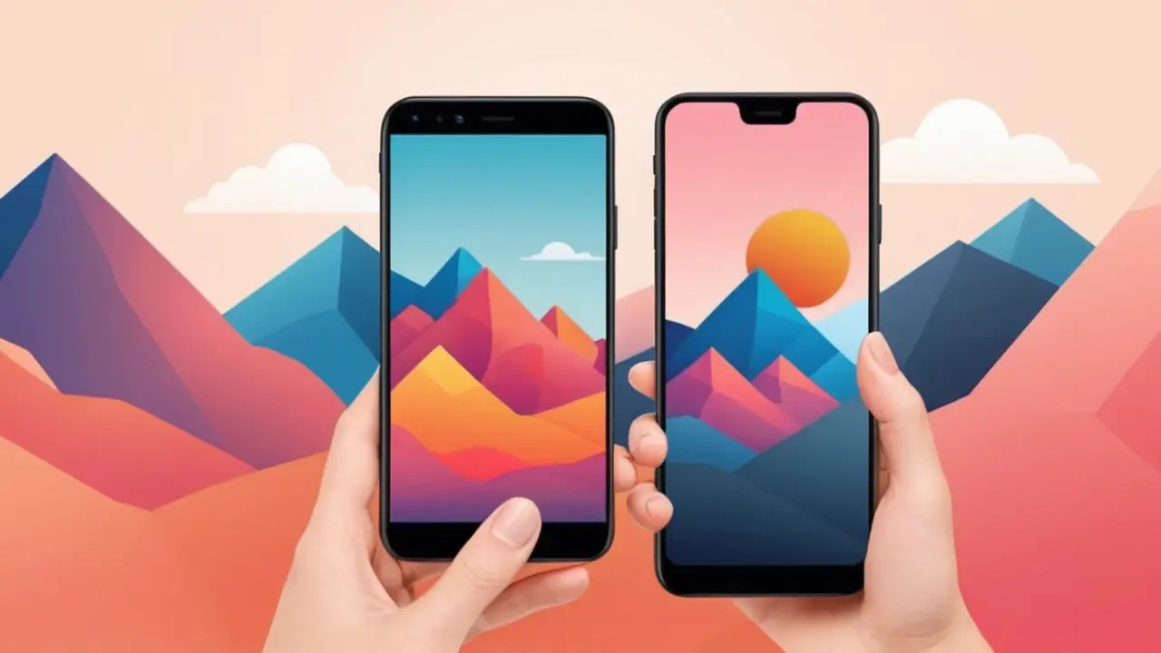 Ilustración vectorial de un smartphone sostenido