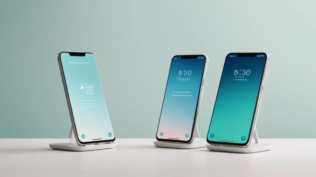 Ilustración tecnológica minimalista de smartphones para 2025
