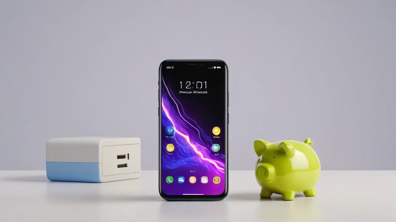 Smartphone moderno con iconos de sus ventajas