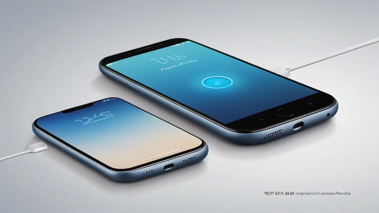 Smartphone minimalista con iconos tecnológicos flotantes