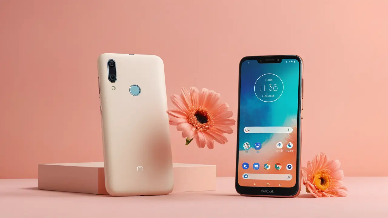 Ilustración estilizada de móvil y su cámara