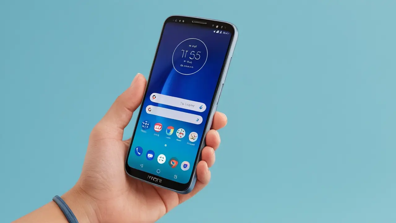 Smartphone con iconos de funciones flotando