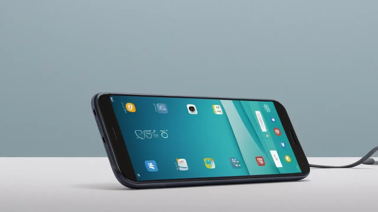 Smartphone estilizado y sus especificaciones técnicas