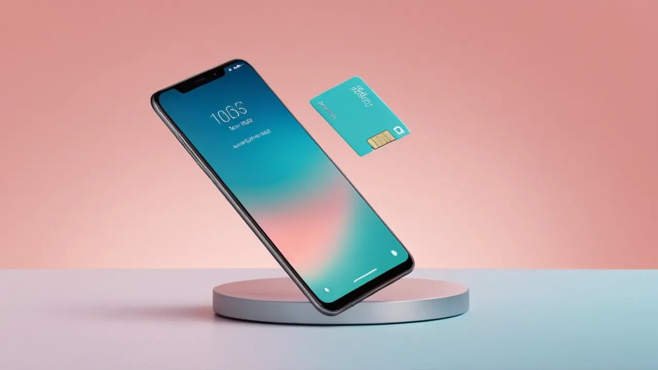 Smartphone minimalista con iconos de tecnología