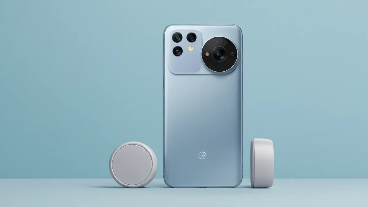 Ilustración minimalista de smartphone con triple cámara