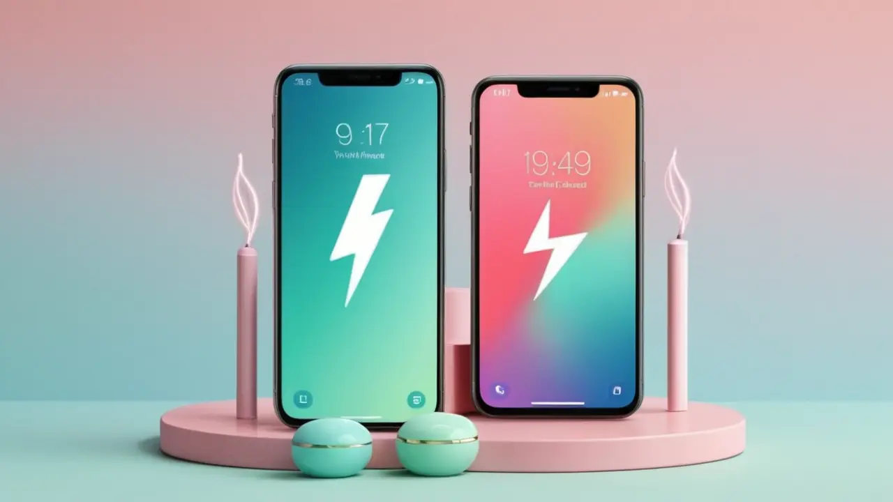 Móviles modernos con gran batería y colores