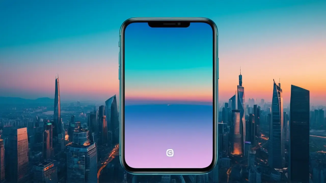 Smartphone minimalista con iconos de sus funciones