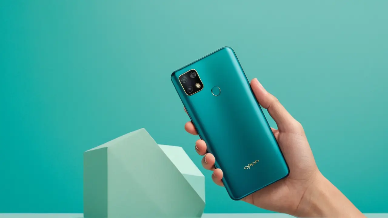 Ilustración vectorial del móvil OPPO y su cámara