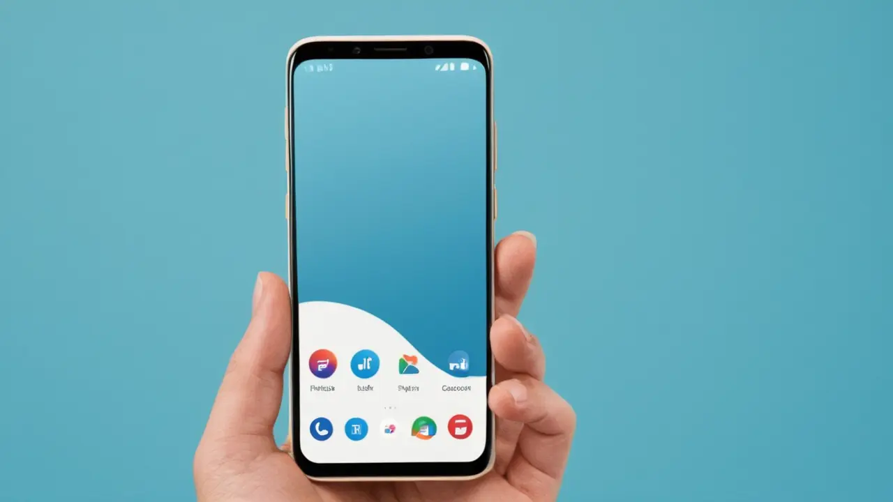 Smartphone moderno con iconos de sus funciones