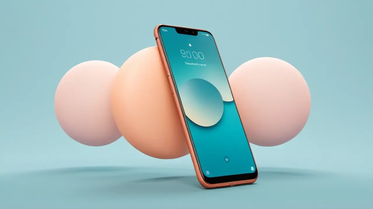 Gráfico minimalista de un smartphone y funciones
