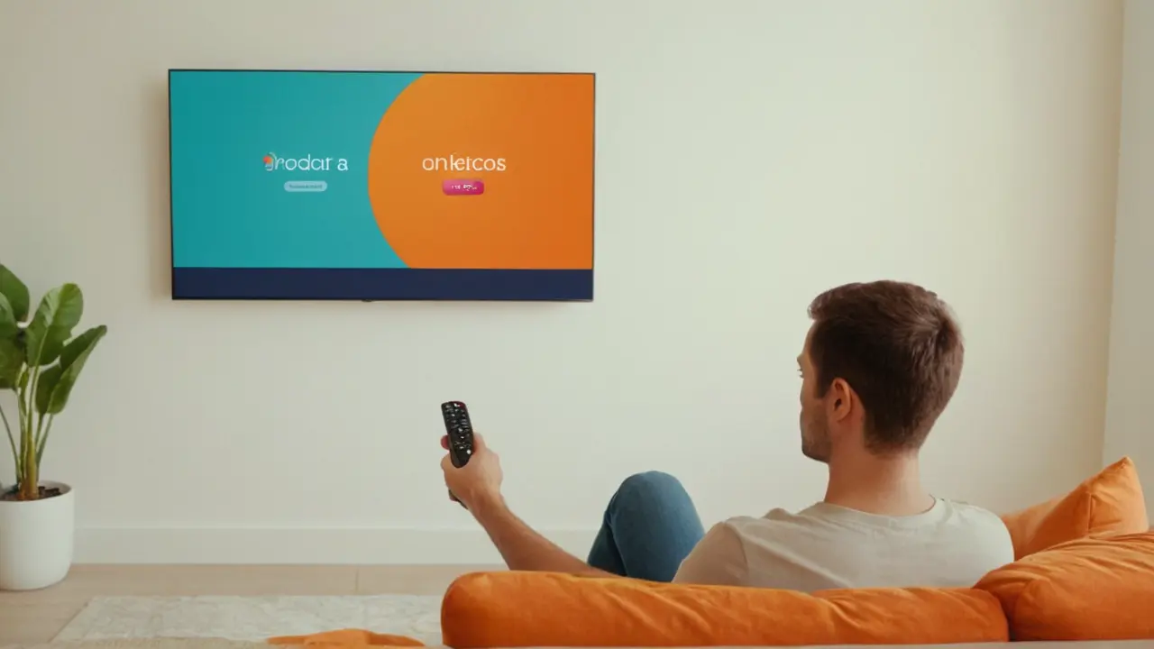 Persona viendo una moderna interfaz de televisión