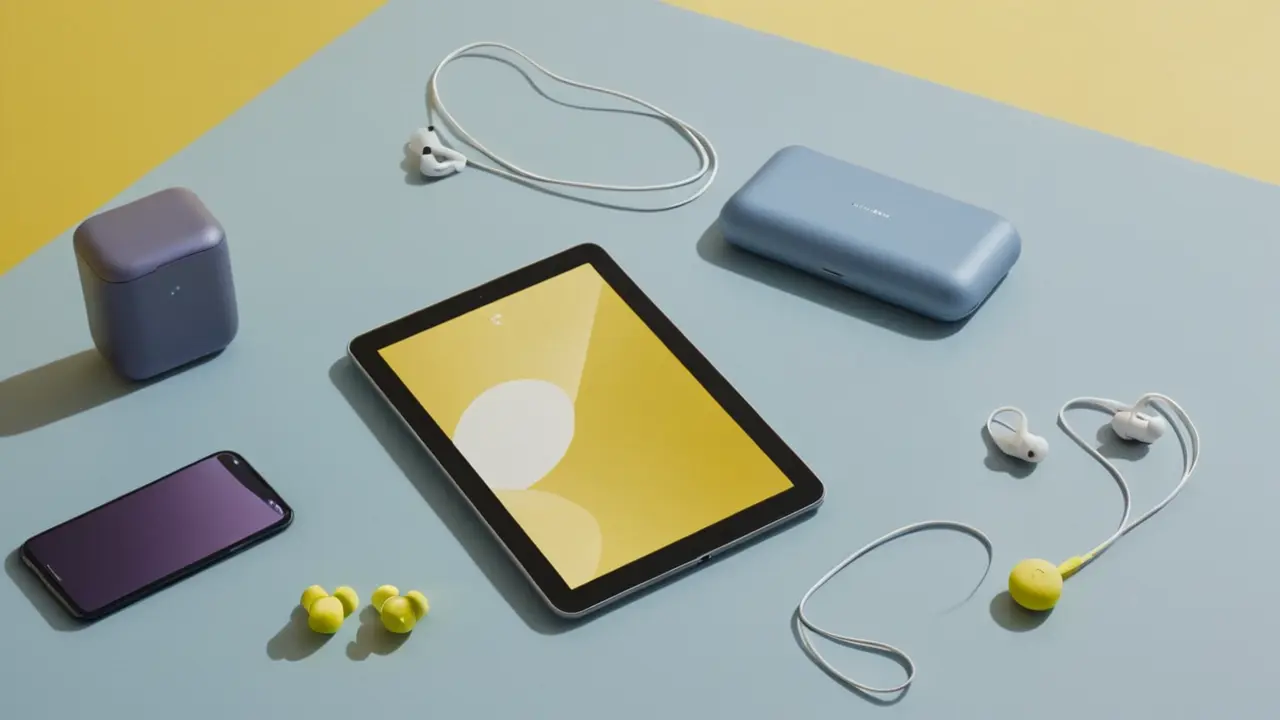 Composición minimalista de gadgets tecnológicos modernos
