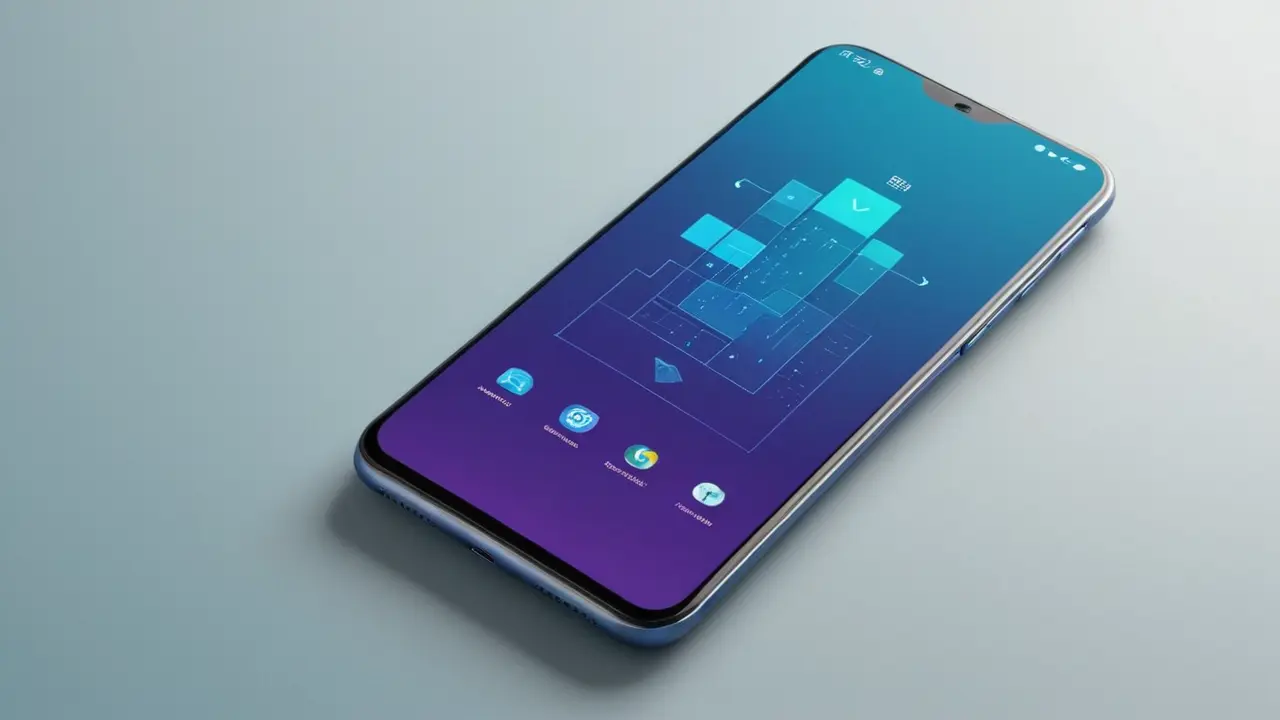 Smartphone con chip brillante y diseño tecnológico