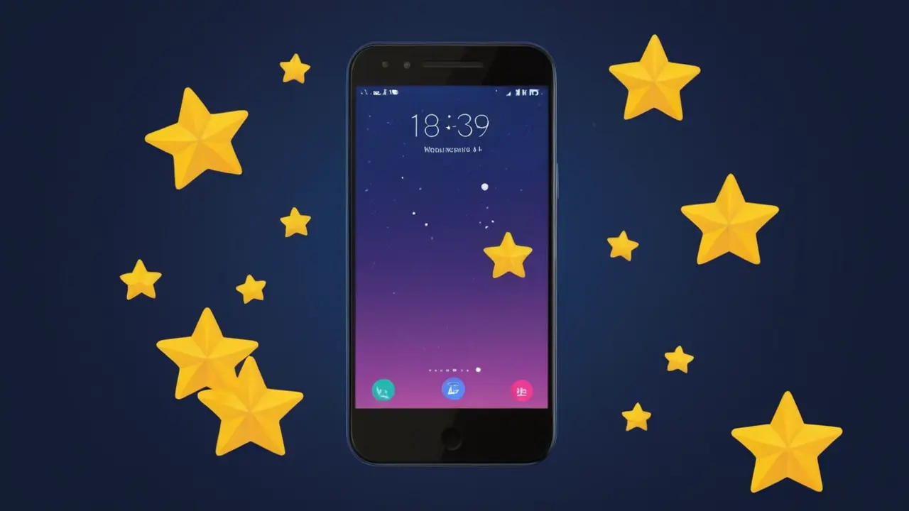 Ilustración de smartphone con estrellas mágicas