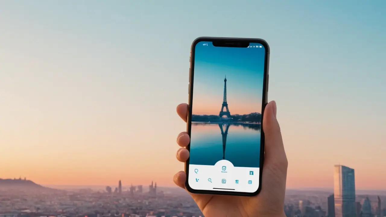 Ilustración minimalista de fotografía con móvil