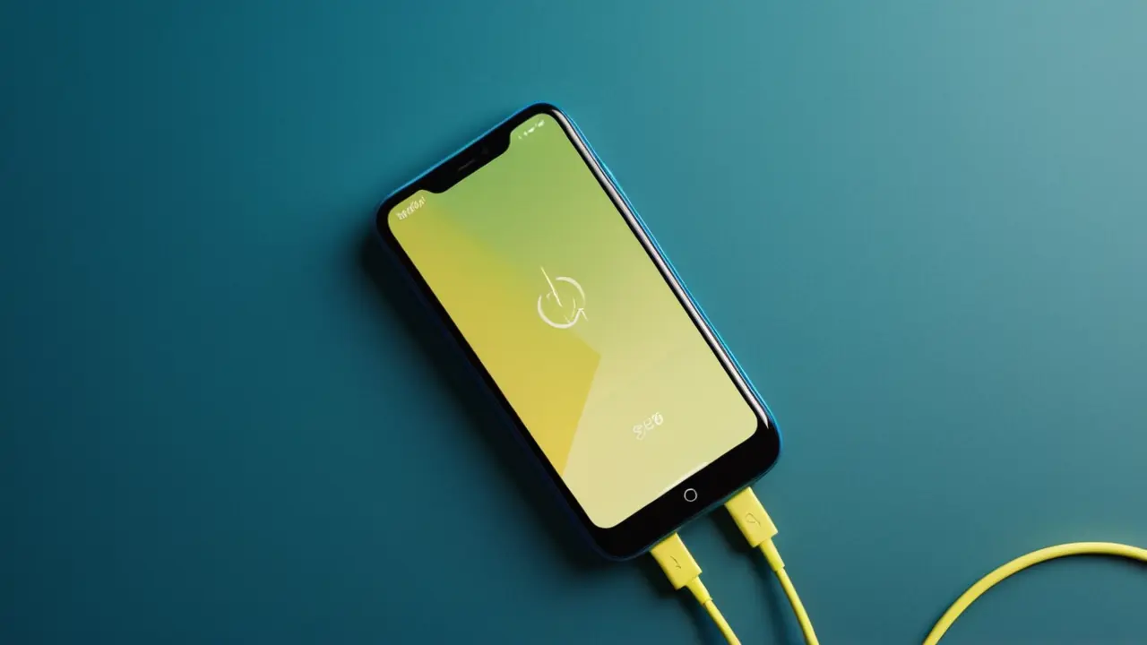 Ilustración vectorial de smartphone con batería y 5G