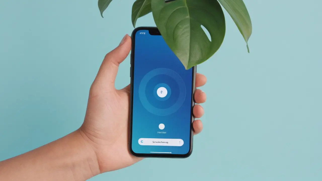 Mano estilizada fotografiando una planta con móvil